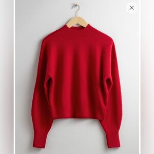 & other stories mock neck bright red sweater